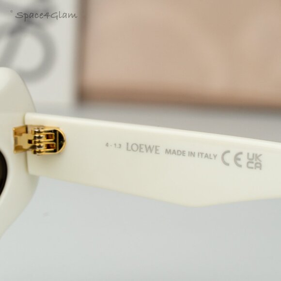 Loewe Women Sunglasses Shiny Ivory Brown Geometric LW40109U 21E CURVY BRAND NEW - Picture 7 of 12